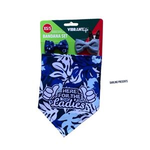 Vibrant Life ‘Here For The Ladies’ Bandana Set Dog Color Blue Size XS/S